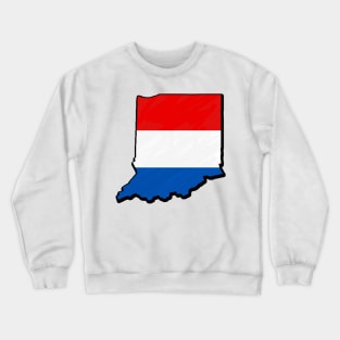 Red, White, and Blue Indiana Outline Crewneck Sweatshirt